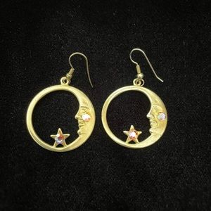 Gold Plated & Iridescent Rhinestone Earrings